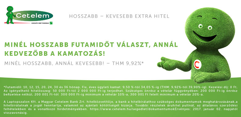 Mindenre 36 hónap 9,9% THM