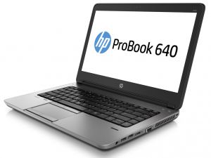HP ProBook 640 G1 14 HD+ LED Matt, Intel® Core™ i5 Processzor-4200M 2.5GHz, 4GB DDR3L (2Slot), 128GB SSD, Intel® HD Graphics 4600, DVD, Gbit LAN, 802.11a/b/g/n, BT, FingerPR, DSUB, DisplayPort, CR, dokkolócsatlakozó, TPM, 6cell, Ezüst/Fekete, Win8 Prof