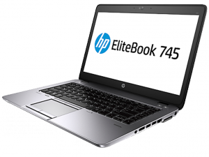 HP EliteBook 745 G2 14 HD+ LED Matt, AMD Quad-Core™ Pro A10-7350B 2,1Ghz, 8GB (2Slot), 500GB (7200rpm) HDD, APU AMD Radeon R6, No ODD, Gbit LAN, 802.11a/b/g/n, BT, DSUB, DisplayPort, dokkolócsatlakozó, FingerP, TPM, 3cell, Ezüst-fekete, W8.1 Prof