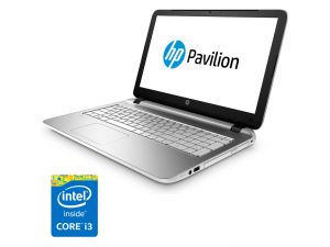 HP Pavilion 15-P250NH 15.6 HD BV, Intel® Core™ i3 Processzor-5010U 2.1 GHz, 4GB, 1TB, DVD-RW, BT, DOS, 4 cell, hamvas ezüst + hófehér külső