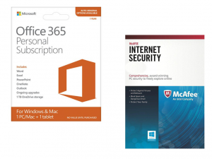 2in1 szoftvercsomag - MS Office 365 (Egyszemélyes verzió) + McAfee Internet Security