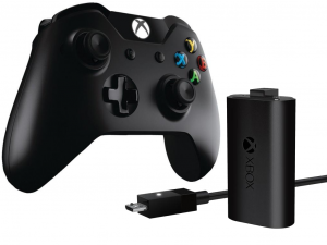 MS Játékvezérlő Xbox One Vezeték nélküli controller Fekete + Play & charge kit