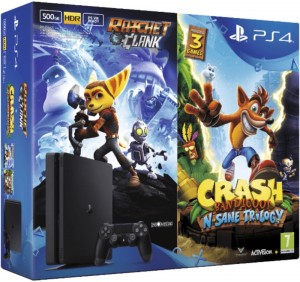 Sony Playstation 4 (PS4) Slim 500GB - Crash Bandicoot NSane Trilogy + Ratchet and Clank Gépcsomag