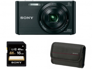 Sony DSC-W830 fekete fényképezőgép + 16GB kártya + tok
