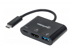 Manhattan Kábel átalakító - USB-C 3.1 to HDMI/USB-C 3.1/USB3.0