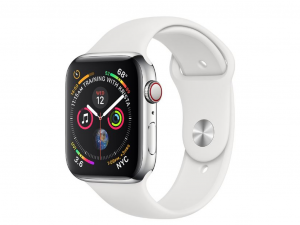 Apple Watch Series 4 Cellular 40mm Stainless Steel Case with White Sport Band