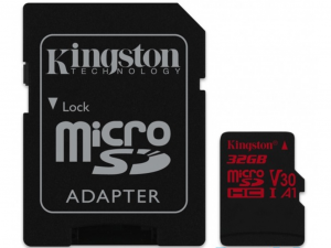 Kingston 32GB SD Micro Canvas React (SDHC Class 10 UHS-I U3) memória kártya adapterrel
