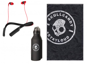 Skullcandy Gym Pack (fülhallgató + kulacs + törölköző) Fekete-piros