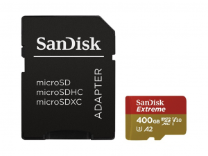 Sandisk 400GB SD micro (SDXC Class 10 UHS-I U3) Extreme memóriakártya adapterrel