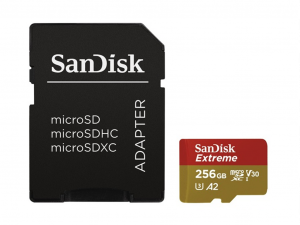 Sandisk 256GB SD micro (SDXC Class 10 UHS-I U3) Extreme memóriakártya adapterrel