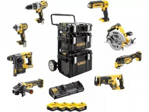 DeWALT DCK853P4-QW 18V XR Akkus 8 részes gépszett (DCL050, DCS355, DCS367, DCS570, DCH273, DCD996, DCF887, DCG405, 4x DCB184, DCB115, TOUGH SYSTEM 400, 300, 150)