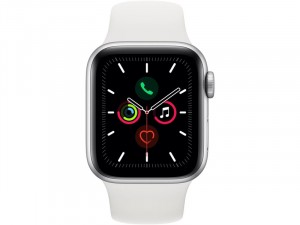 Apple Watch Series 5 GPS Okosóra 40mm Ezüst alumínium ház fehér sportszíjjal