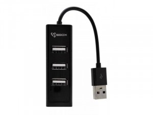 Sbox H-204 Fekete 4 portos USB Hub