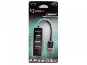 Sbox H-204 Fekete 4 portos USB Hub