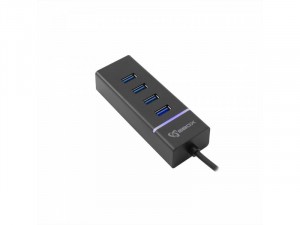 Sbox H-304 Fekete 4 portos USB 3.0 Hub