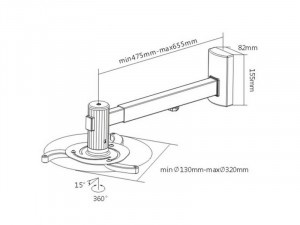 Sbox PM-105 Fali projektor tartó konzol, forgatható, dönthető