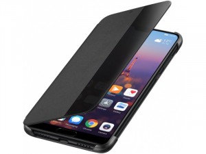 Huawei P20 View Cover - Gyári fekete flip-tok