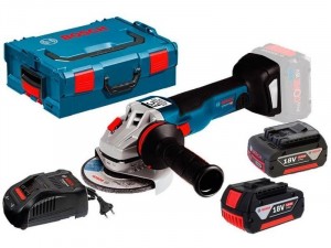 Bosch GWS 18V-10 SC akkus sarokcsiszoló L-BOXX tárolóban 2 x 8,0 Ah akkuval