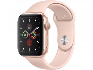 Apple Watch Series 5 GPS 44mm Aluminium ház Arany Okosóra rózsaszín sportszíjjal