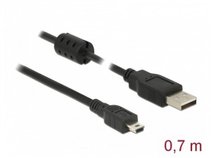 Delock USB 2.0-A > USB mini-B 5pin 0,70m kábel