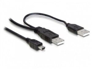 Delock 2 x USB-A 2.0 apa - USB mini 5 tűs kábel