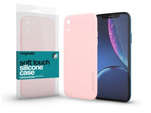 Apple iPhone Xr Soft-Touch Mágneses Púder Rózsaszín Szilikon tok 
