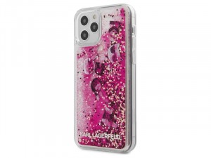 Apple iPhone 12 mini Karl Lagerfeld Liquid Glitter Charms Rózsaszín, mintás tok