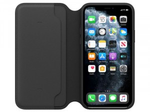 Apple iPhone 11 Pro Eredeti Apple Fekete Bőr Flip tok 