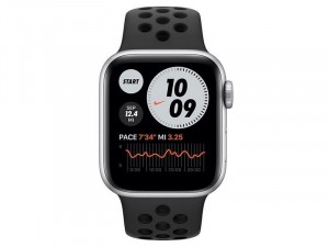 Apple Watch Nike Series 6 GPS 44mm Ezüst Alumínium Ház Fekete Sportszíjjal