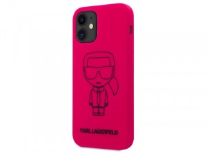 Apple iPhone 12 mini Karl Lagerfeld mintás, Rózsaszín Szilikon tok