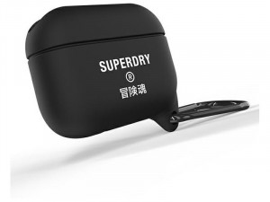 Apple Airpods Pro Superdry, Fehér Superdry feliratos Fekete Szilikon tok