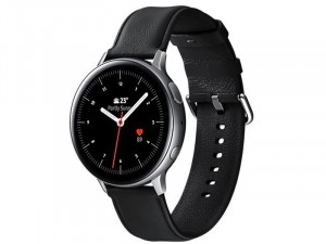 Samsung Galaxy Watch Active 2 R825 44mm LTE Rozsdamentes Acél Ezüst Okosóra bőr szíjjal