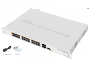 MikroTik CRS328-24P-4S+RM Layer 3 Switch - 24 Gigabit PoE port, 4 SFP Plus port, szekrénybe szerelhető