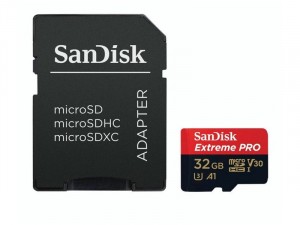 Sandisk 32GB Micro SD ( SDHC Class 10 UHS-I V30 ) Extreme Pro Memóriakártya, Adapter
