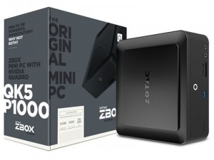 Zotac ZBOX QK5P1000 mini Intel® Core™ i5 Processzor-7200U, DDR4 foglalat, NVIDIA Quadro P1000 4GB, FreeDOS, Fekete barbone asztali PC