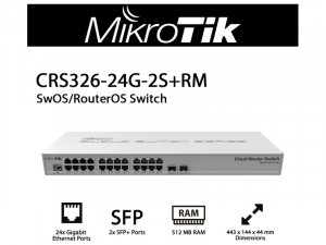 MikroTik CRS326-24G-2S+RM Layer 3 switch - 24 Gigabit Ethernet port, 2 SFP Plus port