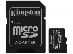 16GB microSDHC Kingston Canvas Select Plus CL10 memóriakártya, adapter