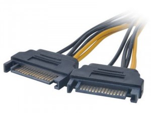 Akasa 2x SATA - 6pin PCIe - 15cm adapter kábel