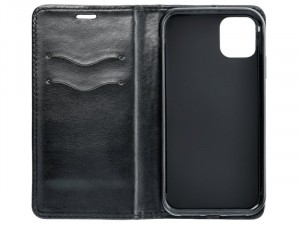 Huawei Y6p Fekete, Bőr Flip tok