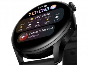 Huawei Watch 3 SPORT 46mm Rozsdamentes Acél Fekete Okosóra szilikon szíjjal