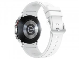 Samsung Galaxy Watch 4 Classic R880 Bluetooth Rozsdamentes Acél házas 42mm Ezüst Okosóra, Fehér sportszíjjal