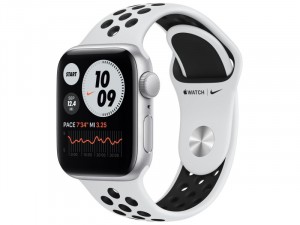 Apple Watch Nike SE 2020 GPS 40mm Ezüst alumínium tok Fehér-Fekete Nike szíjjas Okosóra