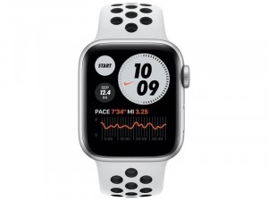 Apple Watch Nike Series 6 GPS 40mm Ezüst Alumínium Ház Fekete-Fehér Sportszíjjal