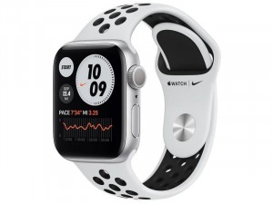 Apple Watch Nike Series 6 GPS 40mm Ezüst Alumínium Ház Fekete-Fehér Sportszíjjal