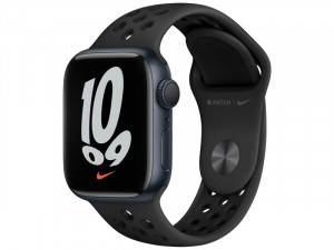 Apple Watch Nike Series 7 GPS 41mm Fekete Alumínium Ház Antracit-Fekete Sportszíjjal