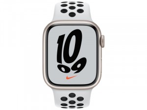 Apple Watch Nike Series 7 GPS 41mm Csillagfény Alumínium Ház Platina-Fekete-Fehér Sportszíjjal