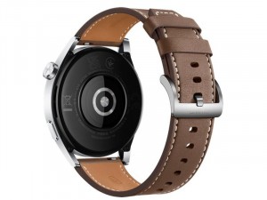 Huawei Watch GT 3 46mm Rozsdamentes Acél Okosóra Barna Bőr szíjjal