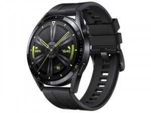 Huawei Watch GT 3 Active 46mm Rozsdamentes Acél Okosóra Fekete szilikon szíjjal