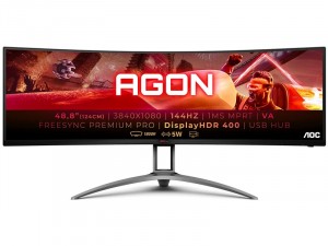 AOC AGON AG493QCX - 48.8 colos 144Hz-es Ívelt kijelzős DFHD VA WLED Freesync Premium HDR400 Fekete Gamer monitor