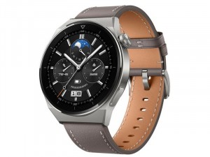 Huawei Watch GT 3 Pro 46mm Ezüst Titanium Okosóra Szürke Bőr szíjjal
